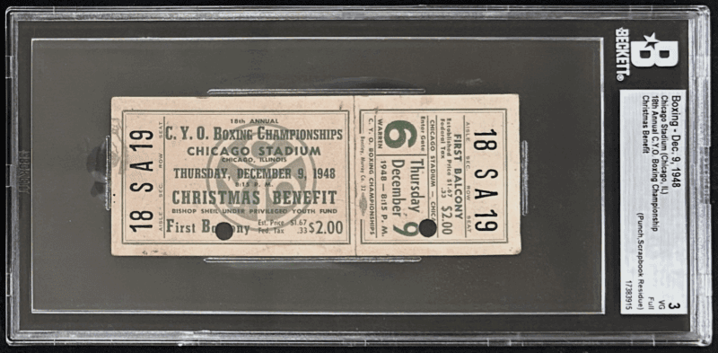 18th Annual CYO Boxing Championship Christmas Benefit Full Ticket Beckett 3 VG
