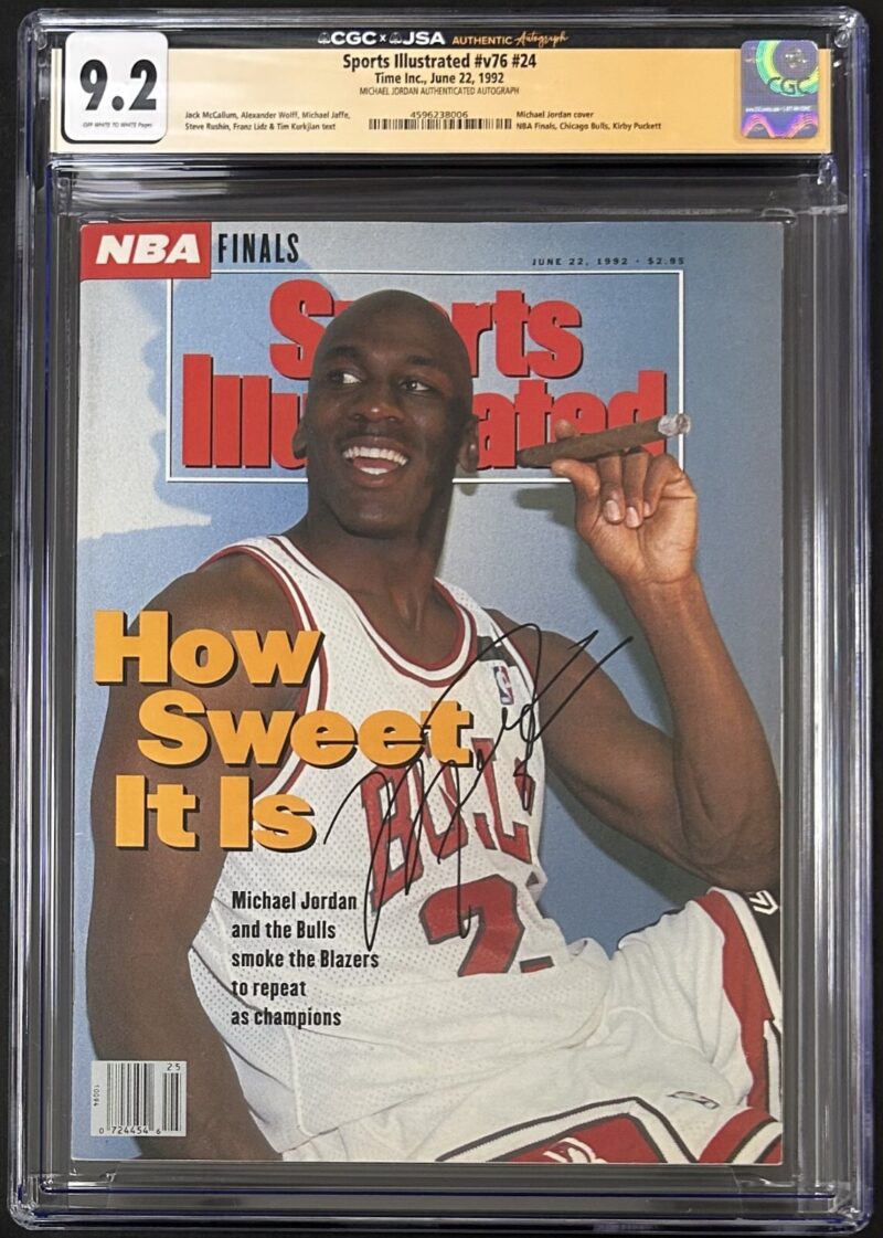 Michael Jordan Signed Sports Illustrated Newsstand Magazine 6/22/92 CGC 9.2 JSA