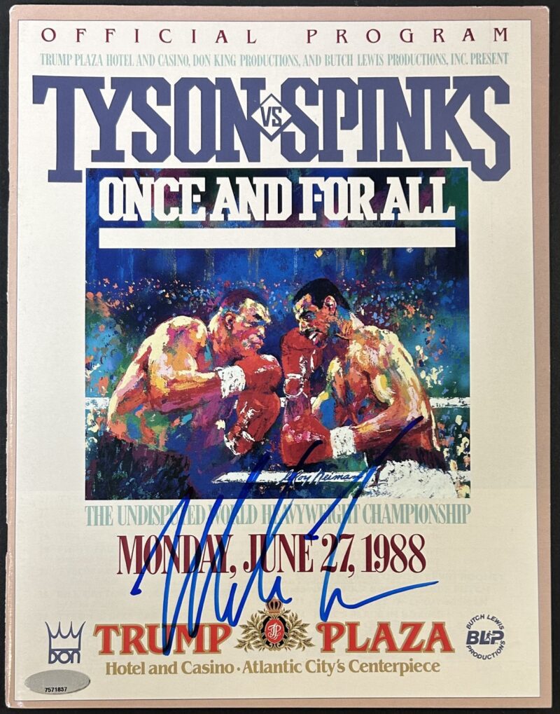 Mike Tyson Spinks Original Fight Program Signed Tristar 7571837 91 Sec KO Fight