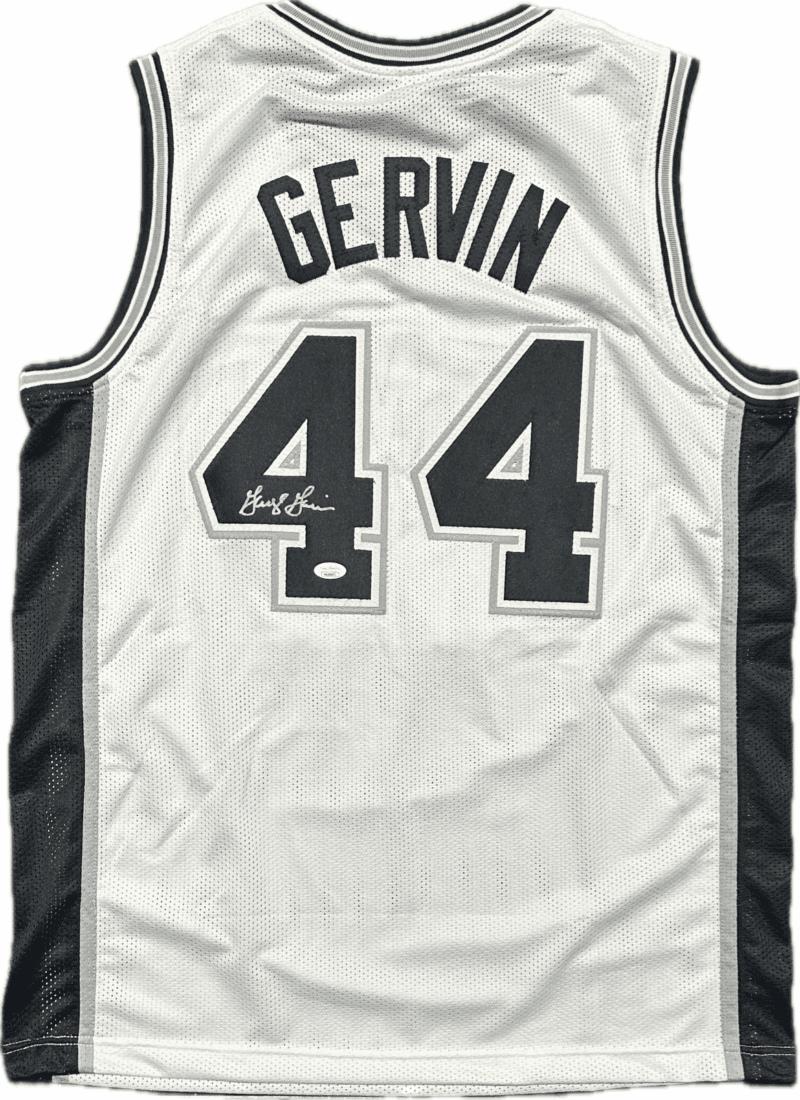 George Gervin Signed Autographed White/Black Jersey JSA Authenticated