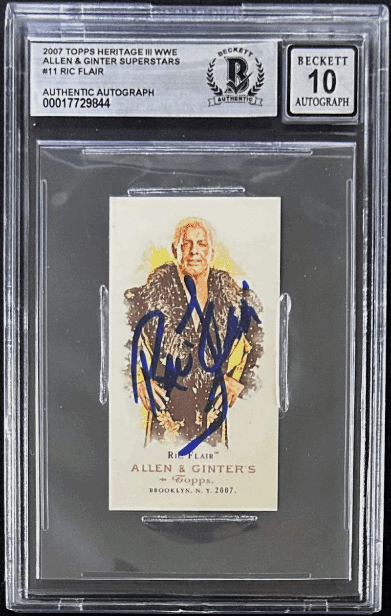 Ric Flair Signed 2007 Topps Heritage III WWE Mini Allen & Ginter 11 BAS 17729844