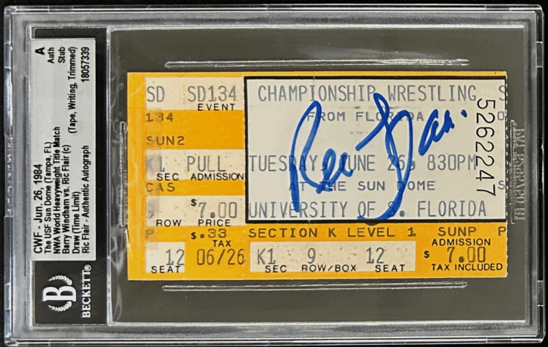 Ric Flair Signed CWF Jun. 26, 1984 Ticket Stub Beckett Authentic 18057339