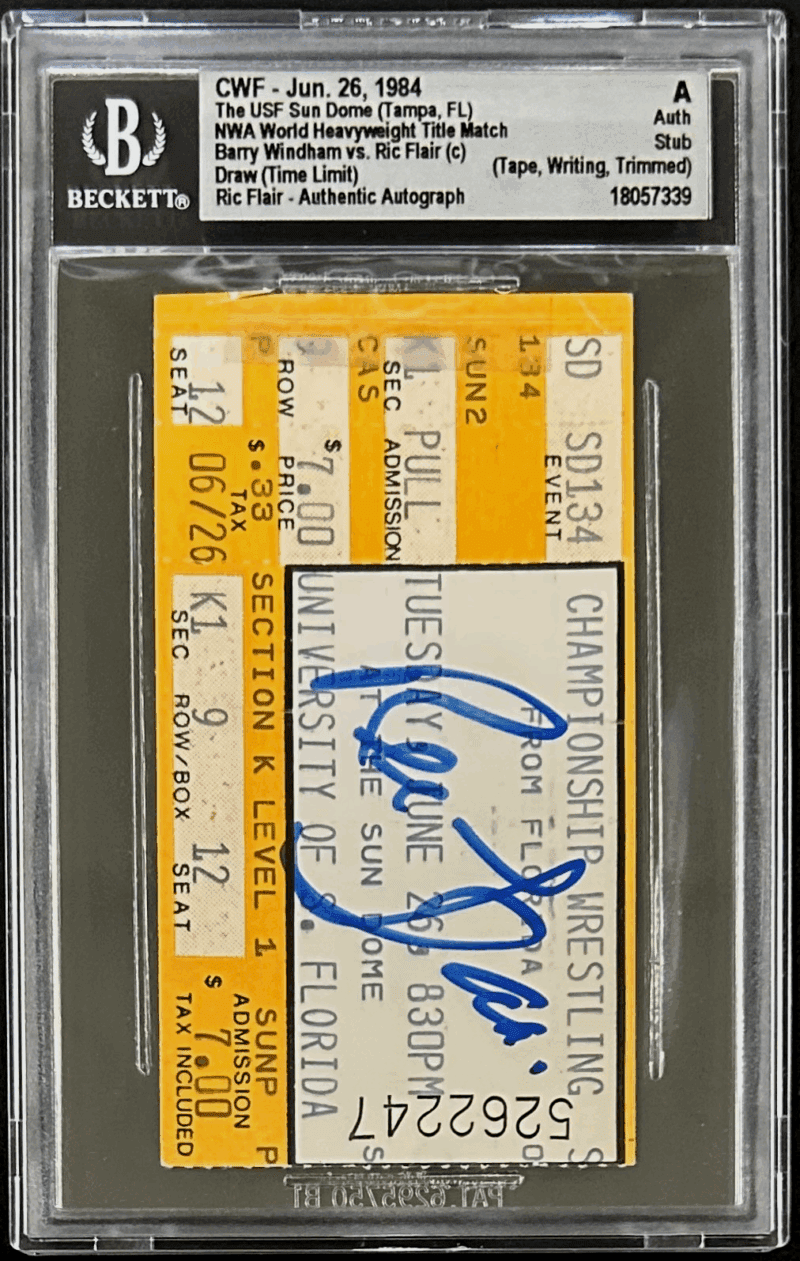 Ric Flair Signed CWF Jun. 26, 1984 Ticket Stub Beckett Authentic 18057339 - Image 2