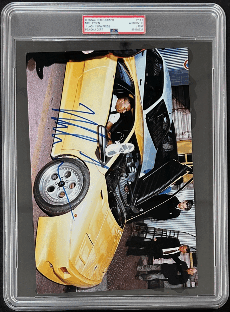 Mike Tyson Signed Original 1991 Type 1 Photograph PSA/DNA Lamborghini in Rome - Image 2