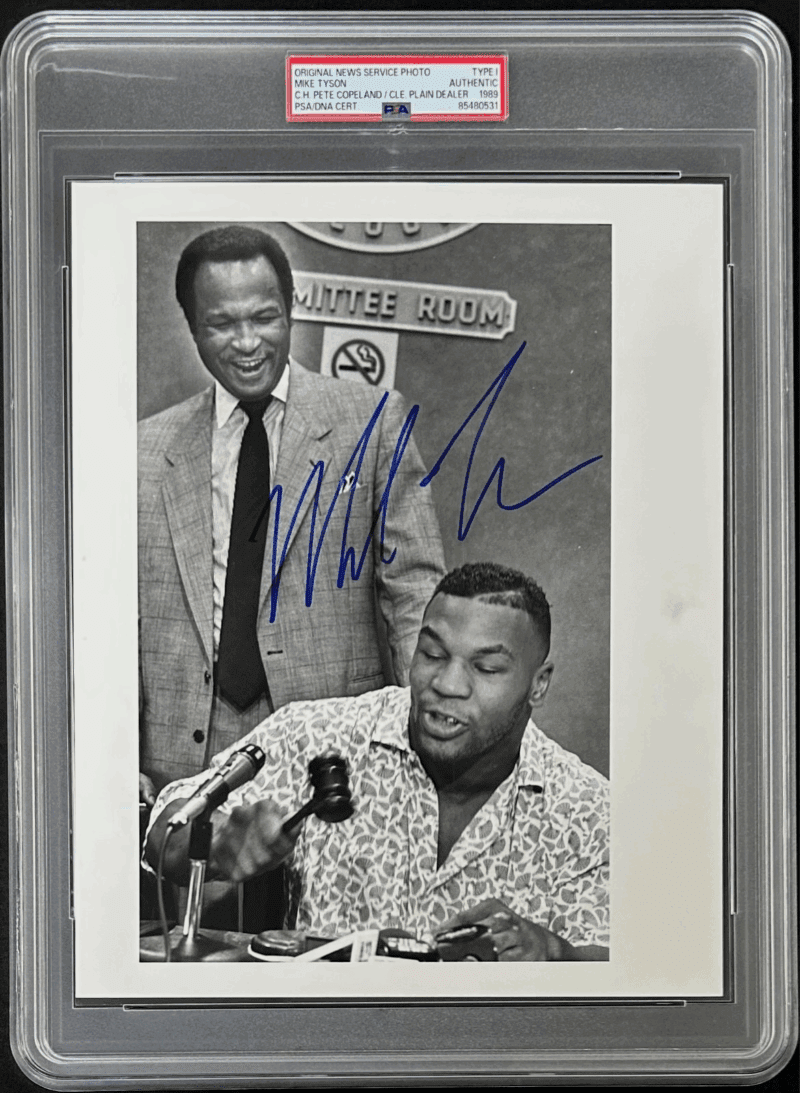 Mike Tyson Signed Original 1989 Type 1 Photograph PSA/DNA Tyson w/ George Forbes