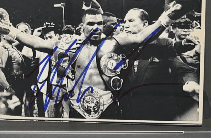 Mike Tyson Signed 1988 Type 3 Photograph PSA/DNA with Belts After Spinks Fight - Image 3