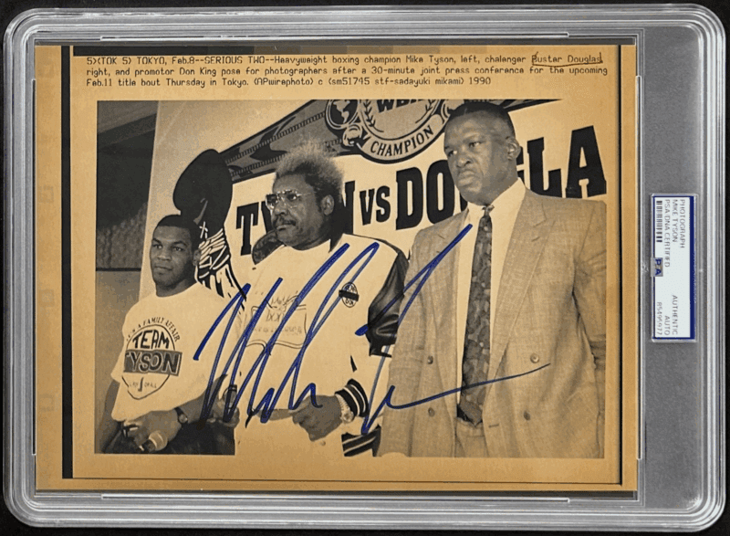 Mike Tyson Signed 1990 Type 3 Photograph PSA/DNA w Buster Douglas & Don King