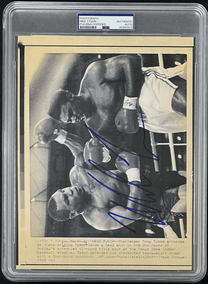 Mike Tyson Signed 1988 Type 3 Photograph PSA/DNA Tyson vs Tony Tubbs - Image 2