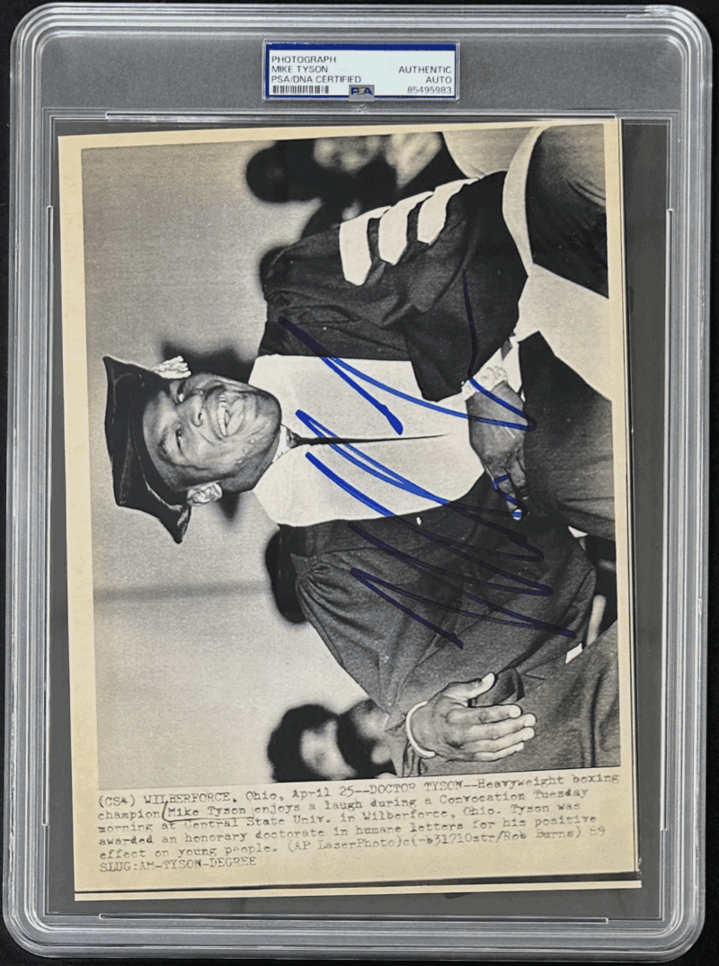 Mike Tyson Signed 1989 Type 3 Photograph PSA/DNA Honorary Doctorate - Image 2
