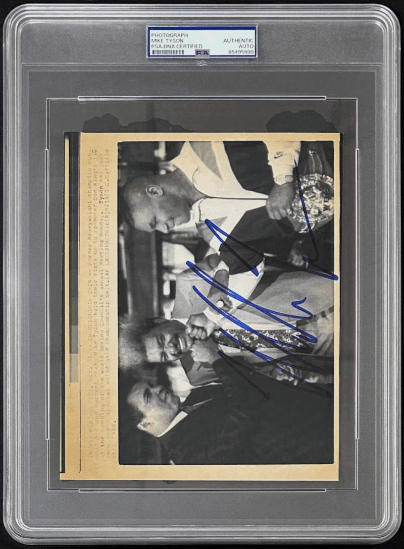 Mike Tyson Signed 1987 Type 3 Photograph PSA/DNA with Ali & Don King - Image 2