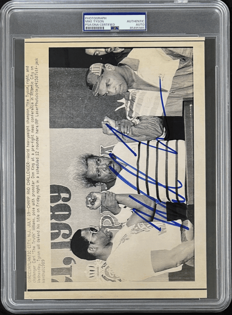 Mike Tyson Signed 1989 Type 3 Photograph PSA/DNA with Don King & Carl Williams - Image 2