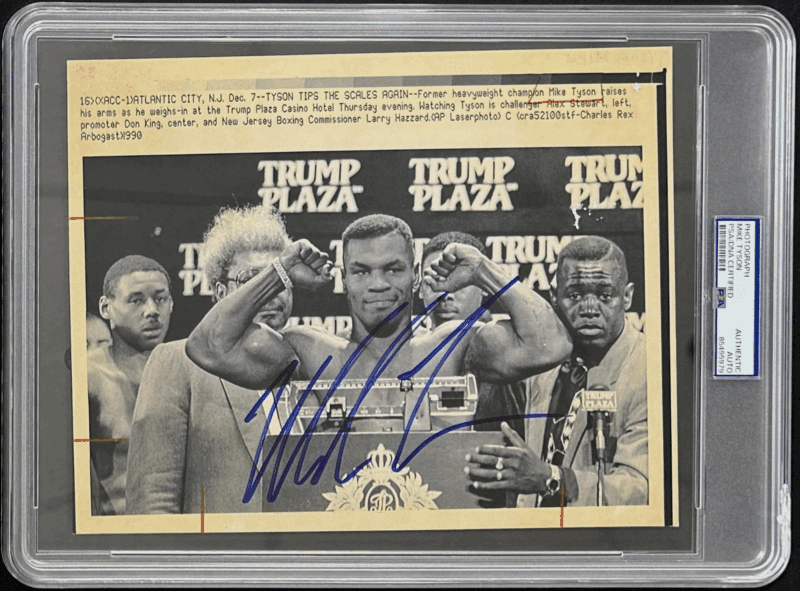 Mike Tyson Signed 1991 Type 3 Photograph PSA/DNA Weigh-In Fight With Stewart