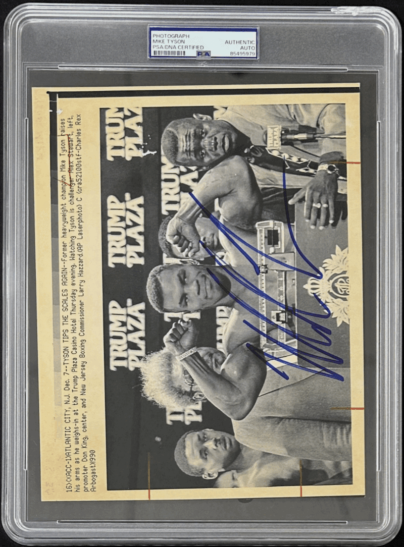 Mike Tyson Signed 1991 Type 3 Photograph PSA/DNA Weigh-In Fight With Stewart - Image 2