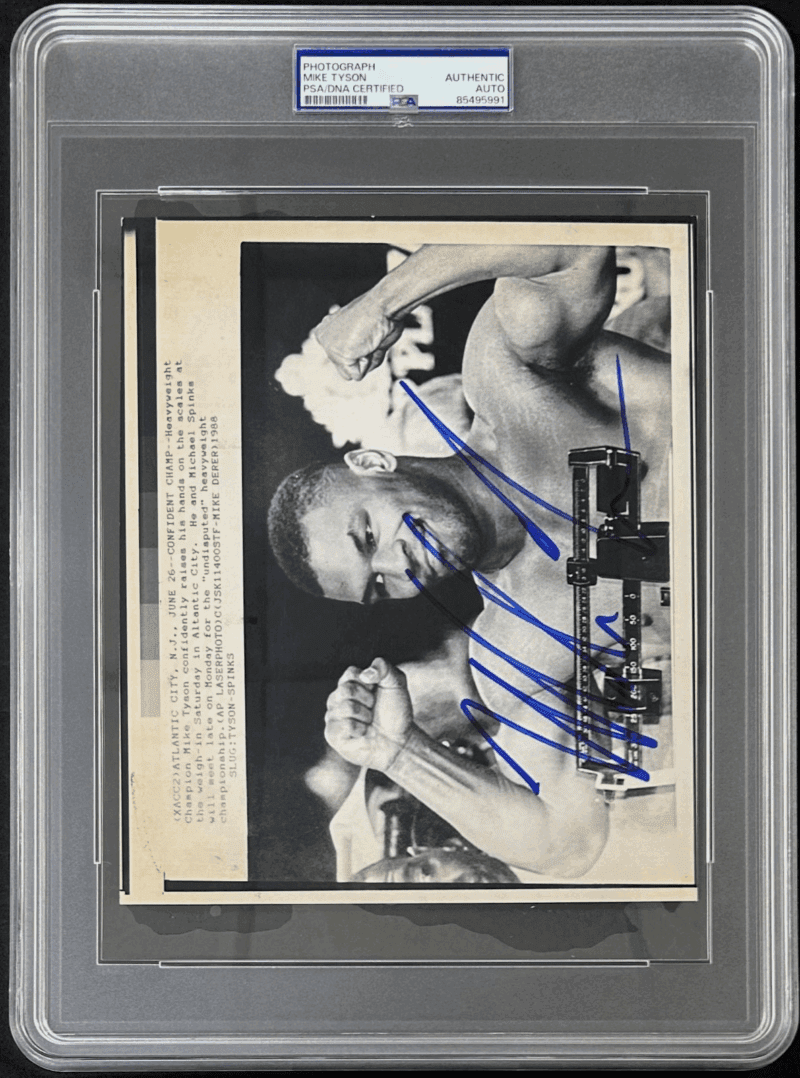 Mike Tyson Signed 1988 Type 3 Photograph PSA/DNA Weigh In Michael Spinks Fight - Image 2