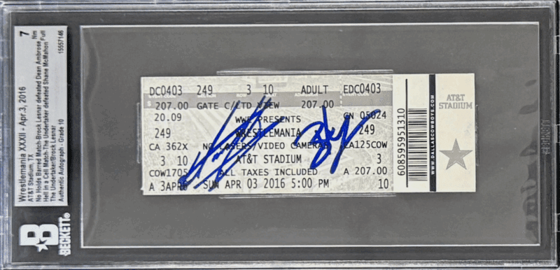 Undertaker Brock Lesnar Signed WWE WrestleMania XXXII Ticket Beckett 155571146
