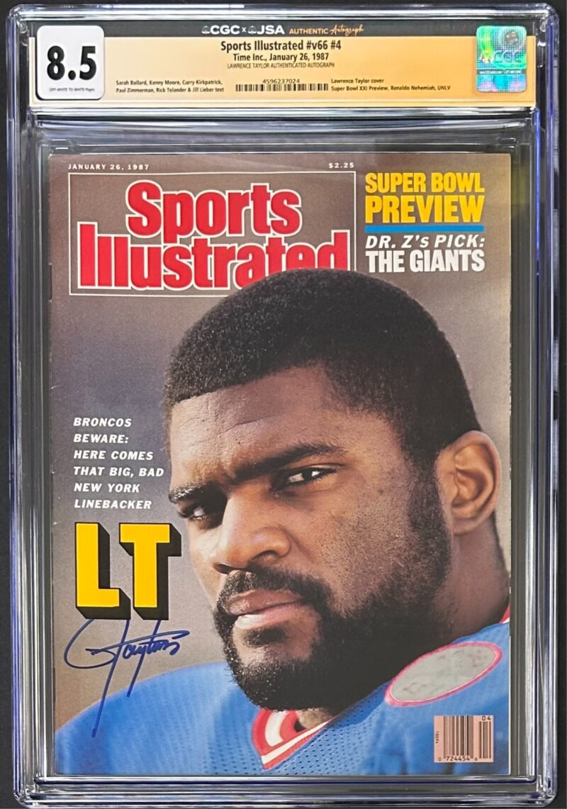 Lawrence Taylor Signed Sports Illustrated Magazine 1/26/1987 CGC 8.5 JSA