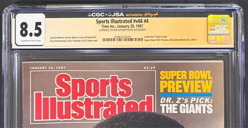 Lawrence Taylor Signed Sports Illustrated Magazine 1/26/1987 CGC 8.5 JSA - Image 3