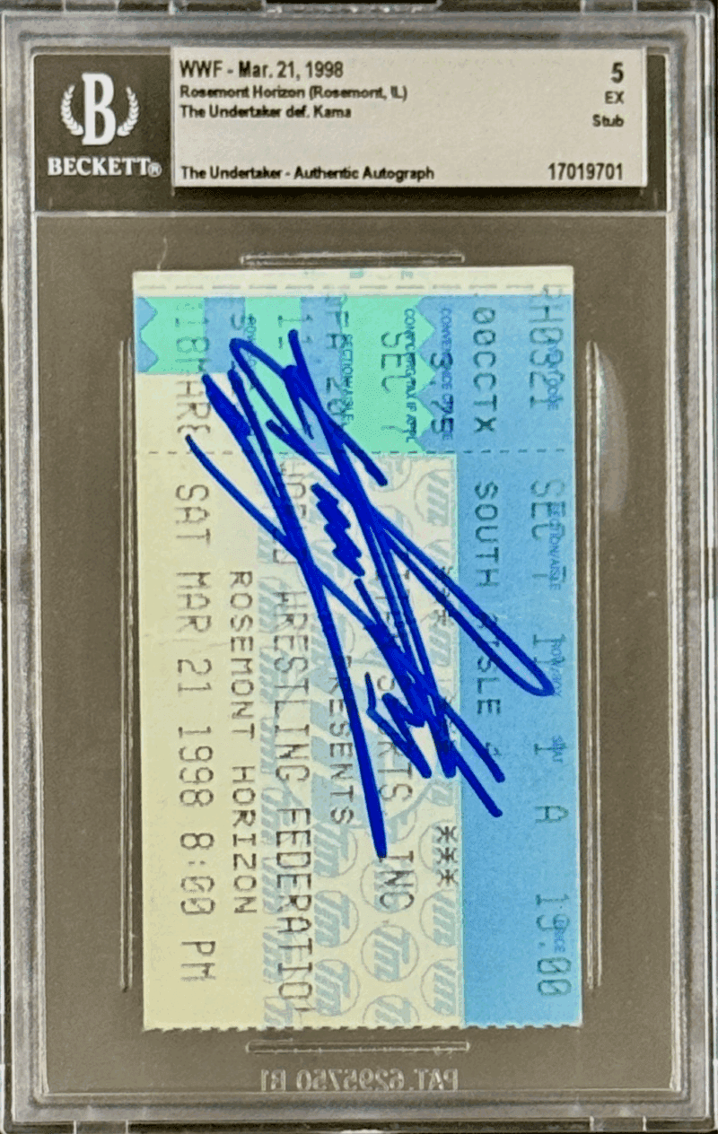 Undertaker Signed WWF March 21, 1998 Ticket Stub Beckett 5 Ex 17019701 - Image 2