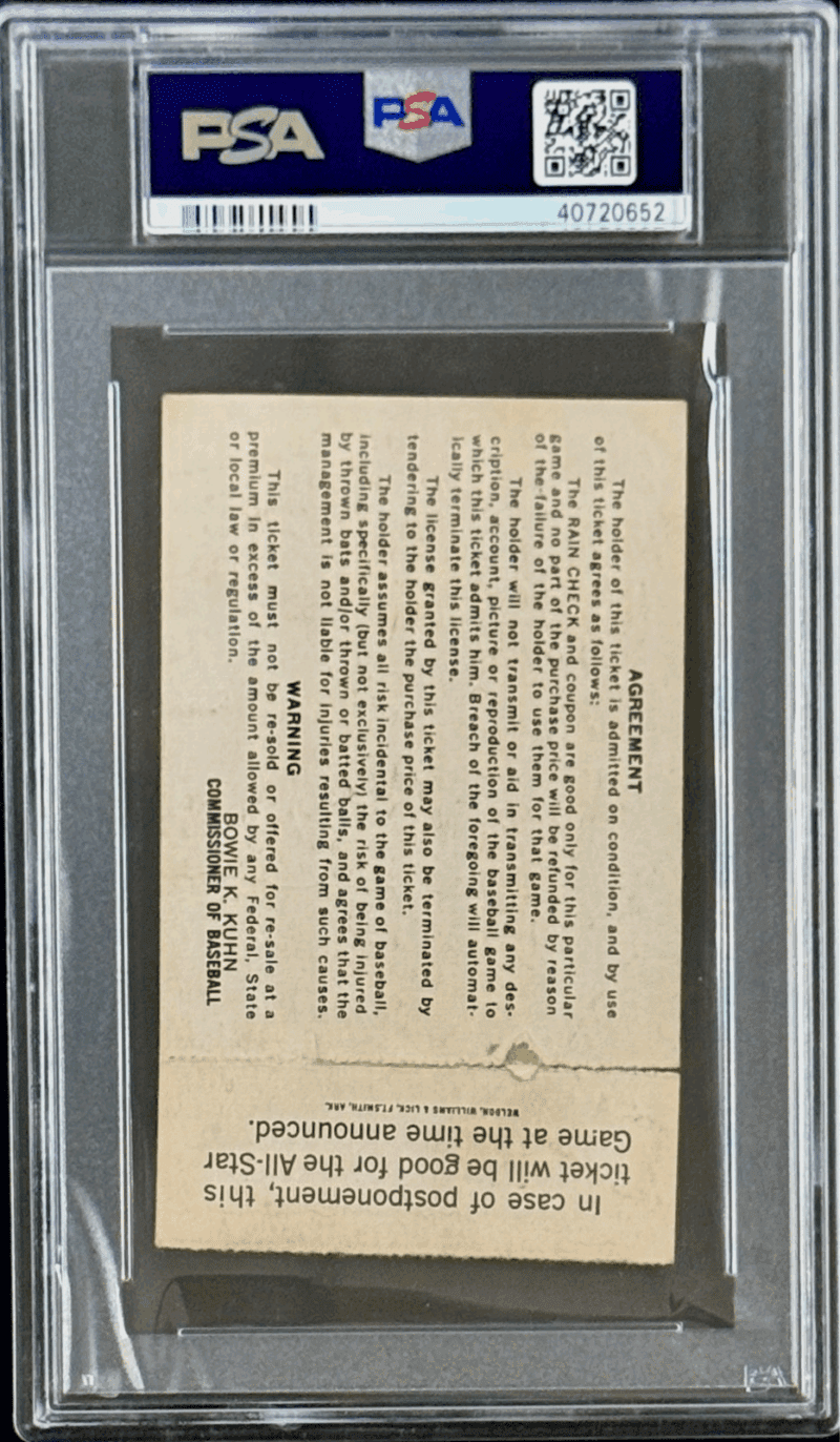 Pete Rose Signed 1970 MLB All Star Game Ticket Stub PSA/DNA Ray Out of My Way A - Image 3