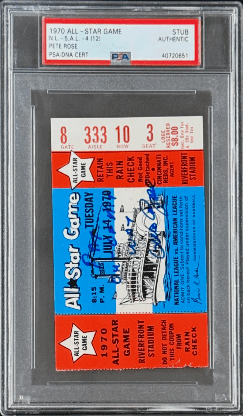 Pete Rose Signed 1970 MLB All Star Game Ticket Stub PSA/DNA Ray Out of My Way B - Image 2