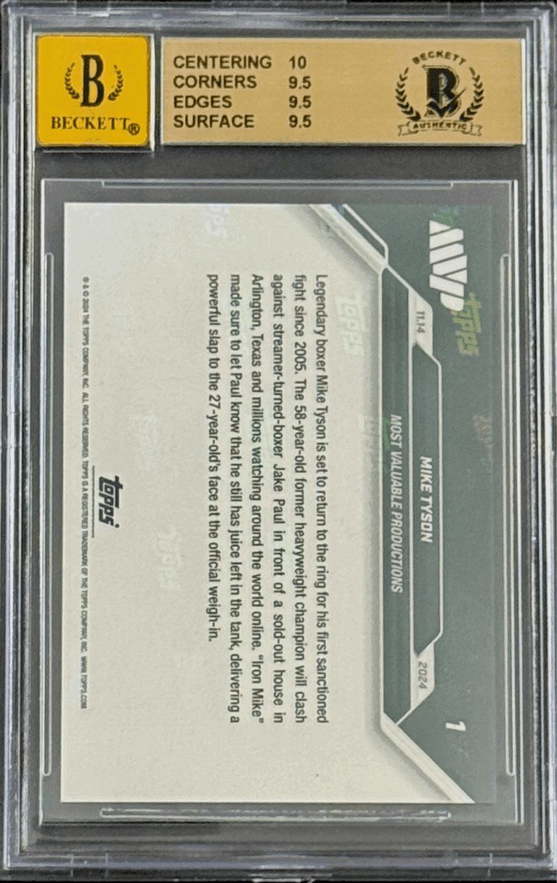 Mike Tyson Autographed 2024 Topps NOW Card BAS Gem Mint 9.5 & Auto 10 17715910 - Image 2