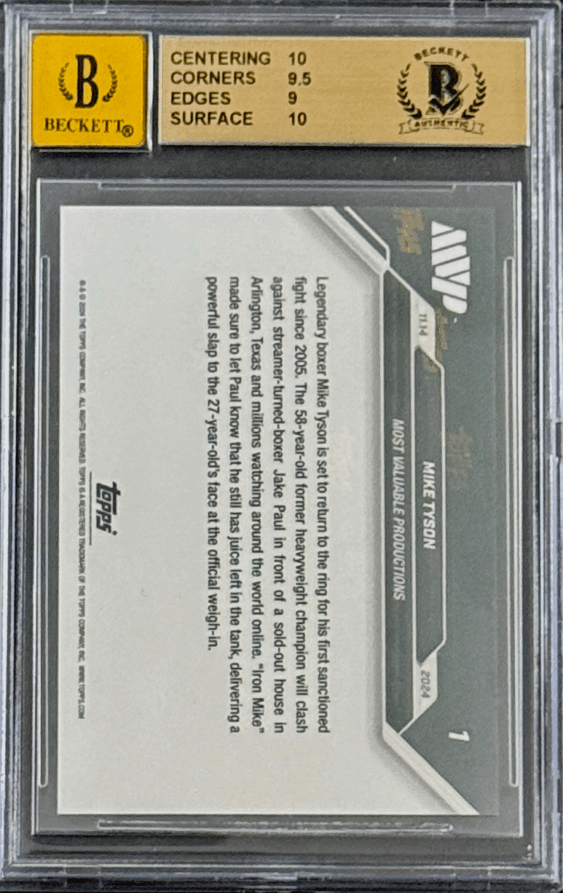 Mike Tyson Autographed 2024 Topps NOW Card BAS Gem Mint 9.5 & Auto 10 17715907 - Image 2
