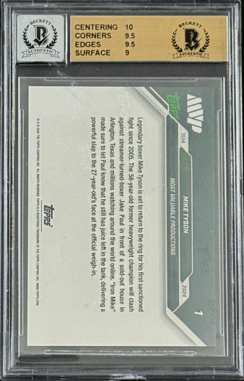 Mike Tyson Autographed 2024 Topps NOW Card BAS Gem Mint 9.5 & Auto 9 17715926 - Image 2