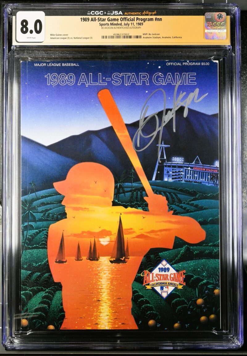 Bo Jackson Signed 1989 MLB All-Star Game Program CGC 8.0 JSA All-Star Game MVP