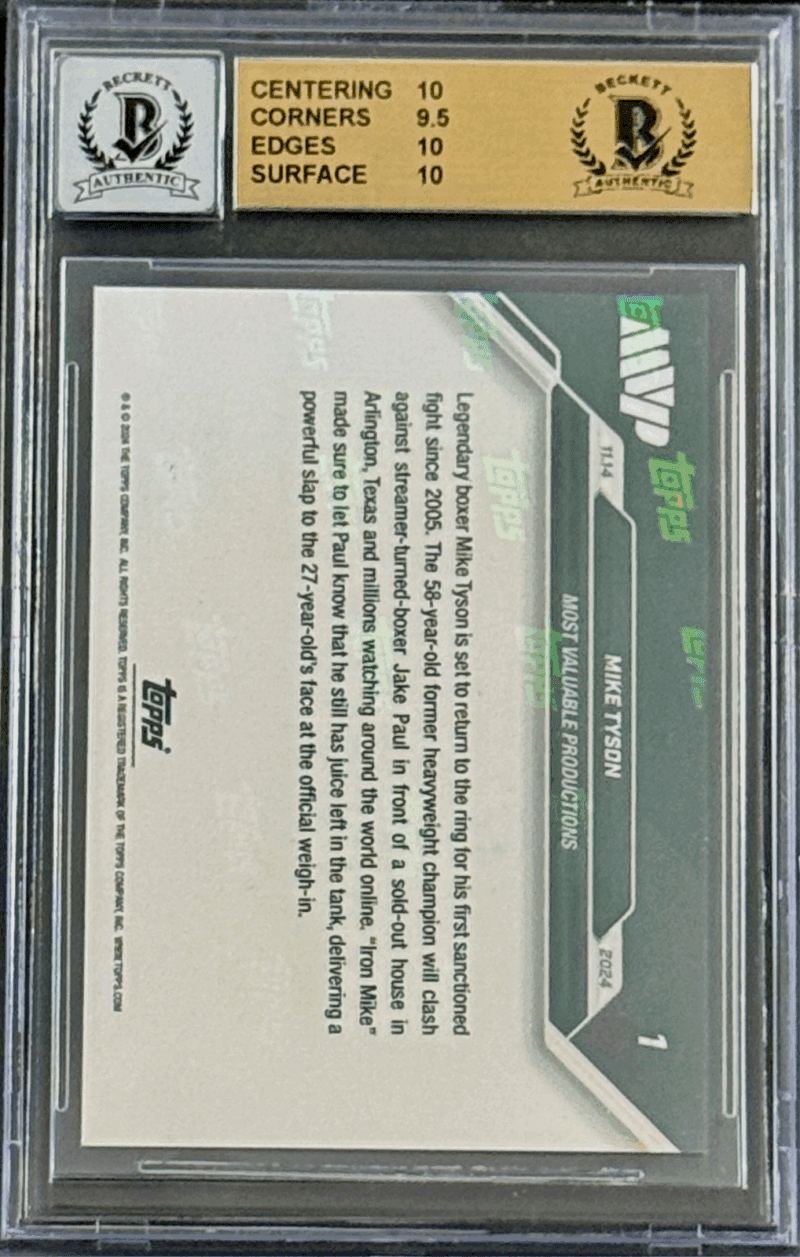 Mike Tyson Autographed 2024 Topps NOW Card BAS Pristine 10 & Auto 9 17715849 - Image 2