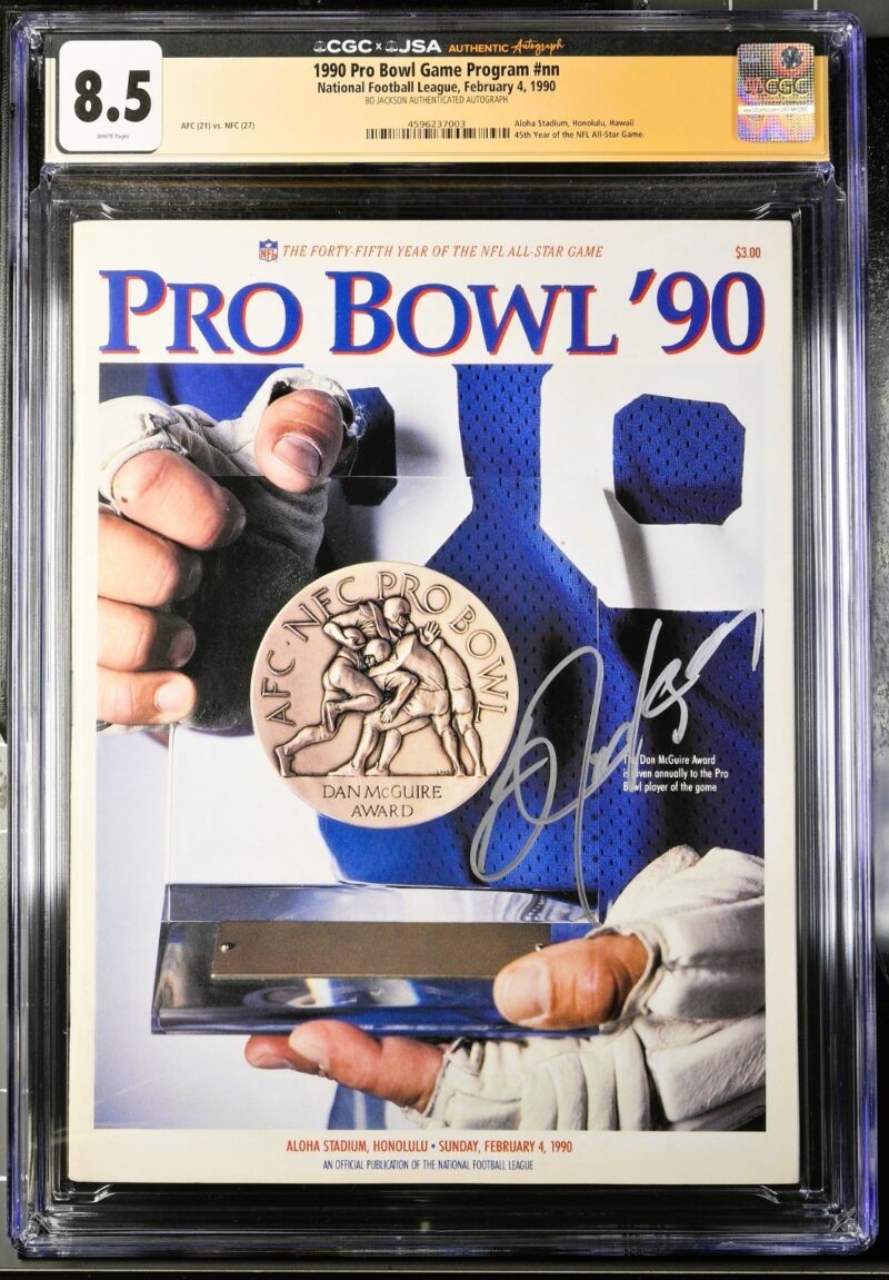 Bo Jackson Signed 1990 NFL Pro Bowl Game Program CGC 8.5 JSA