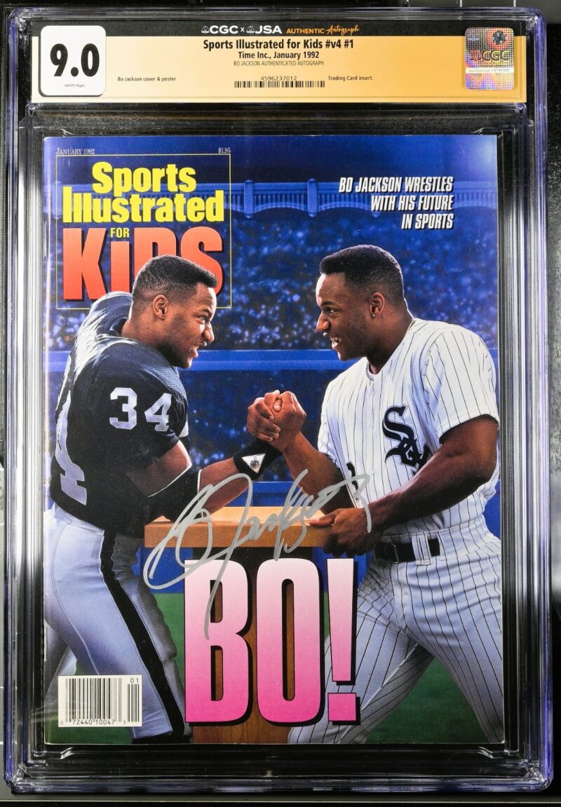 Bo Jackson Signed Sports Illustrated For Kids Magazine 1/92 CGC 9.0 JSA w/ Cards