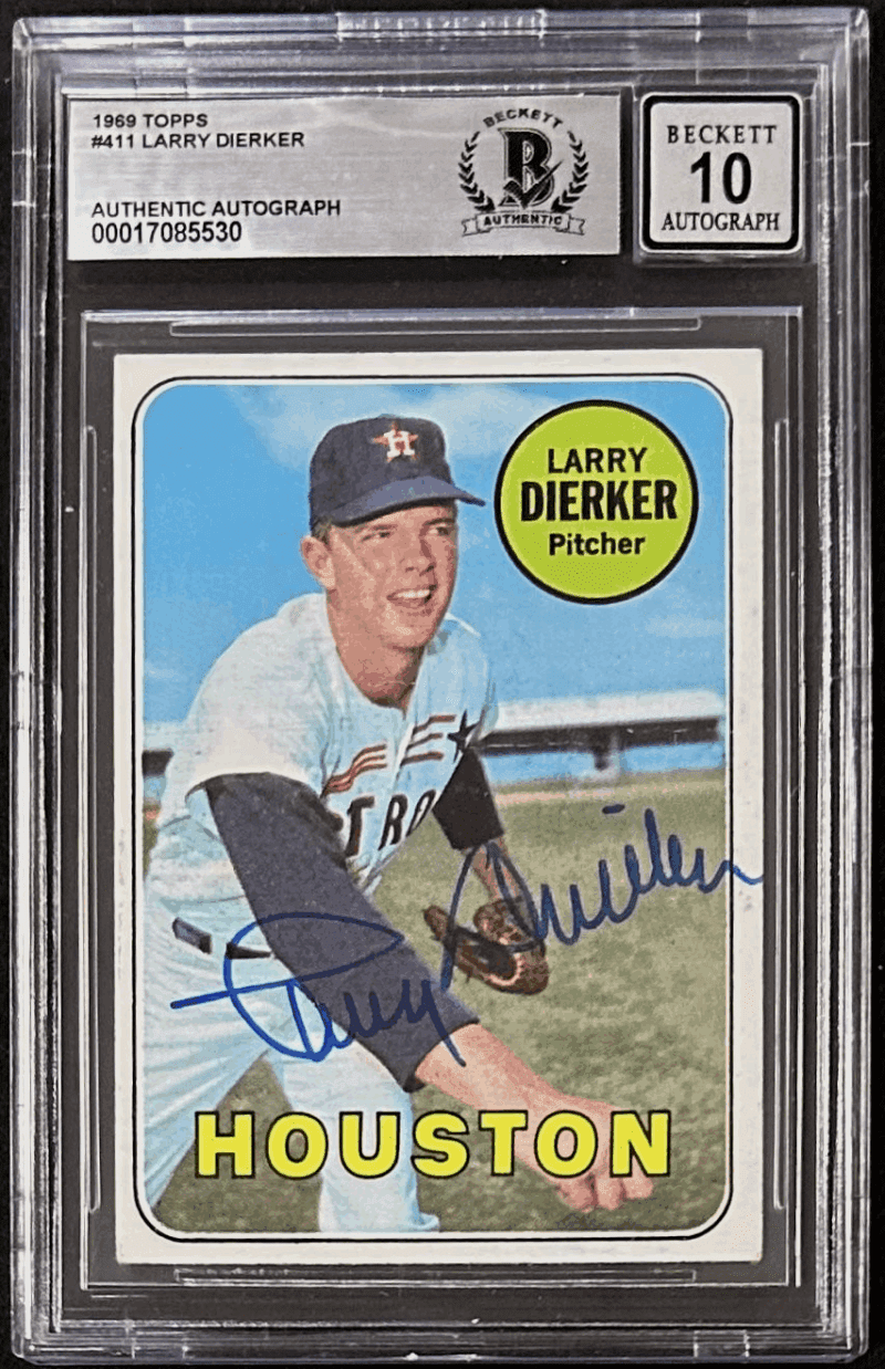 Larry Dierker Signed Autographed 1969 Topps Card #411 Beckett Auto 10 17085530