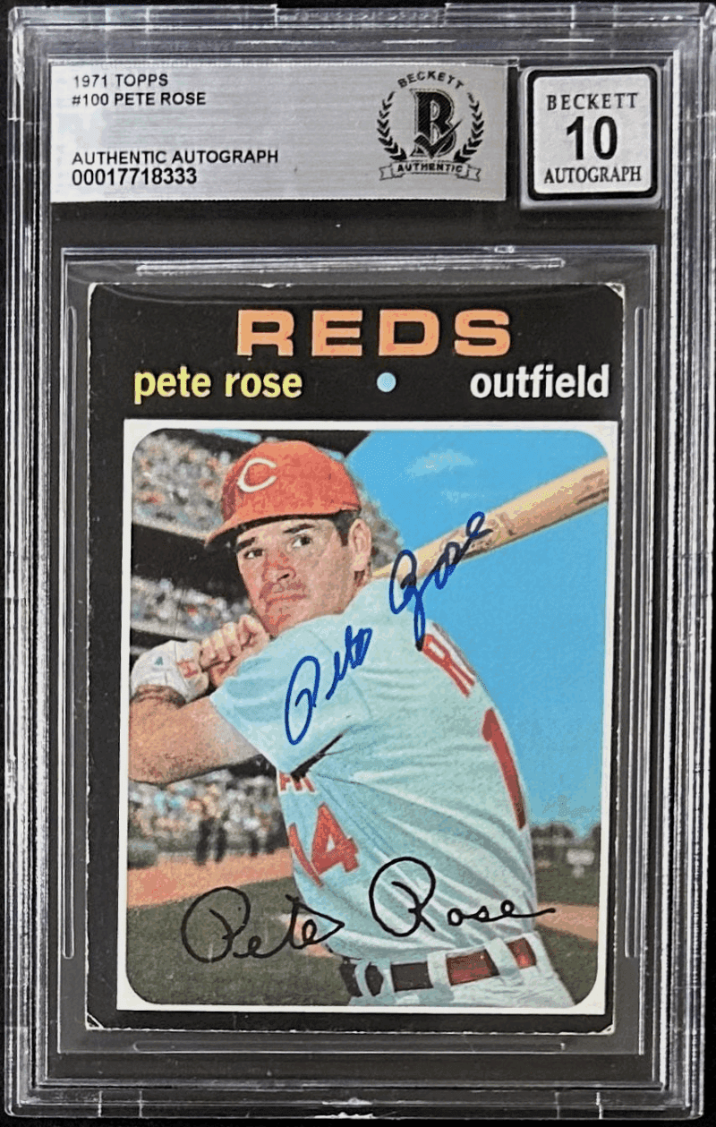 Pete Rose Signed 1971 Topps #100 Beckett BAS 10 Auto Cincinnati Reds 17718333