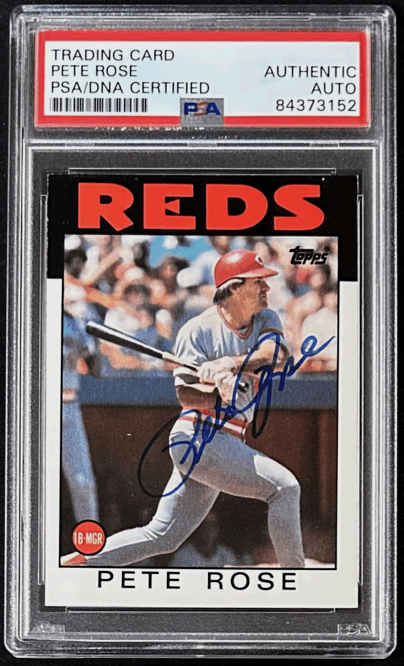 Pete Rose Signed 1986 Topps Card #1 PSA DNA Auto 84373152 Cincinnati Reds