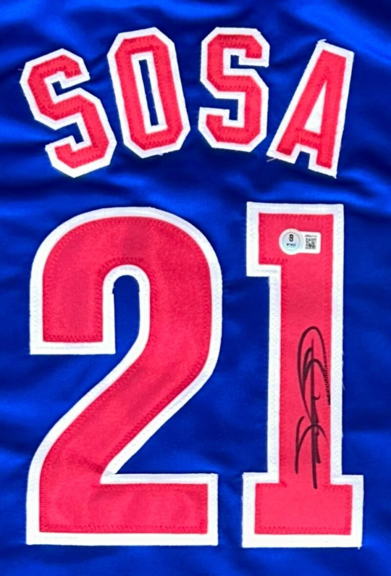 Sammy Sosa Signed Autographed Blue/Red Jersey Beckett Authenticated - Image 2