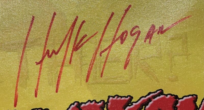 Hulk Hogan Handprint Signed Unstretched 24x36 Canvas Hulkamania JSA Z15403 - Image 4