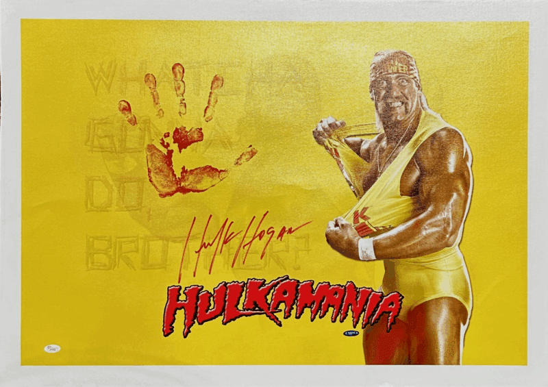 Hulk Hogan Handprint Signed Unstretched 24x36 Canvas Hulkamania JSA Z15403