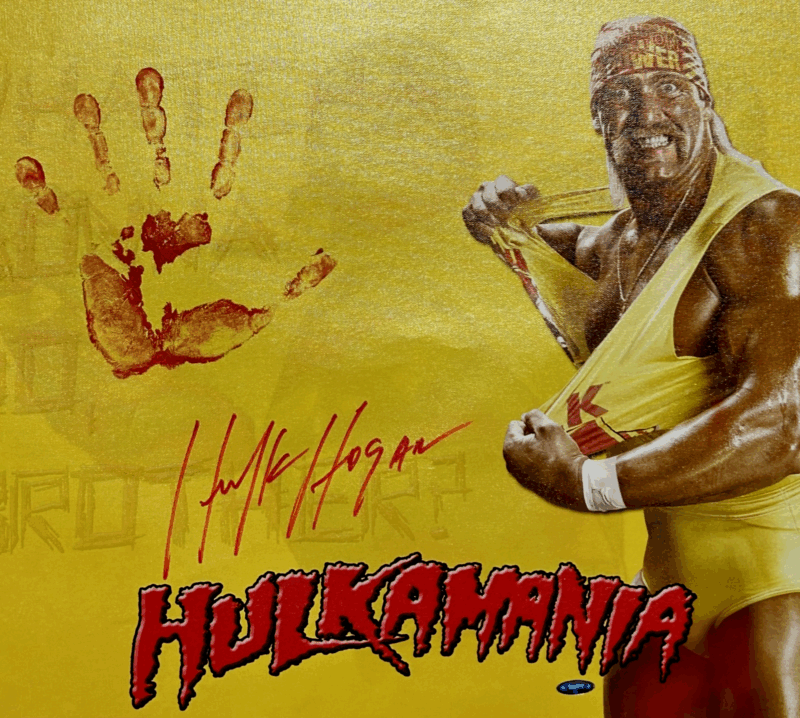 Hulk Hogan Handprint Signed Unstretched 24x36 Canvas Hulkamania JSA Z15403 - Image 2