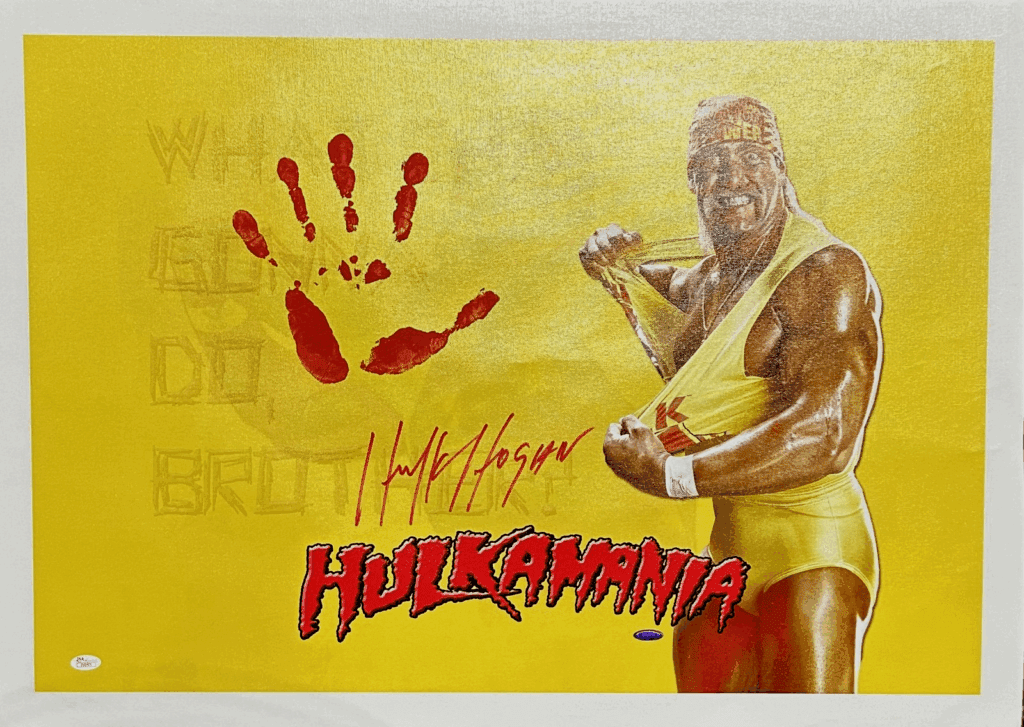 Hulk Hogan Handprint Signed Unstretched 24x36 Canvas Hulkamania
