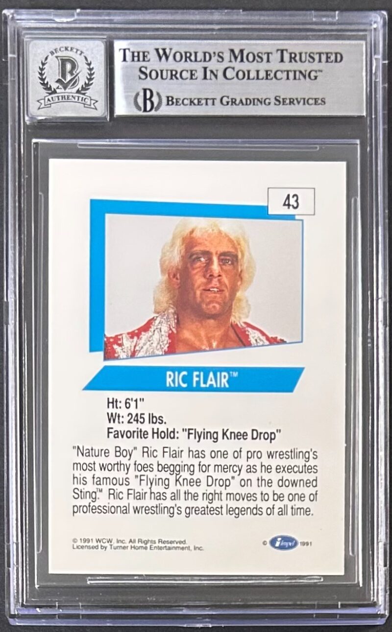 Ric Flair Signed 1991 Impel WCW Card #43 Beckett Auto 10 18338282 - Image 2