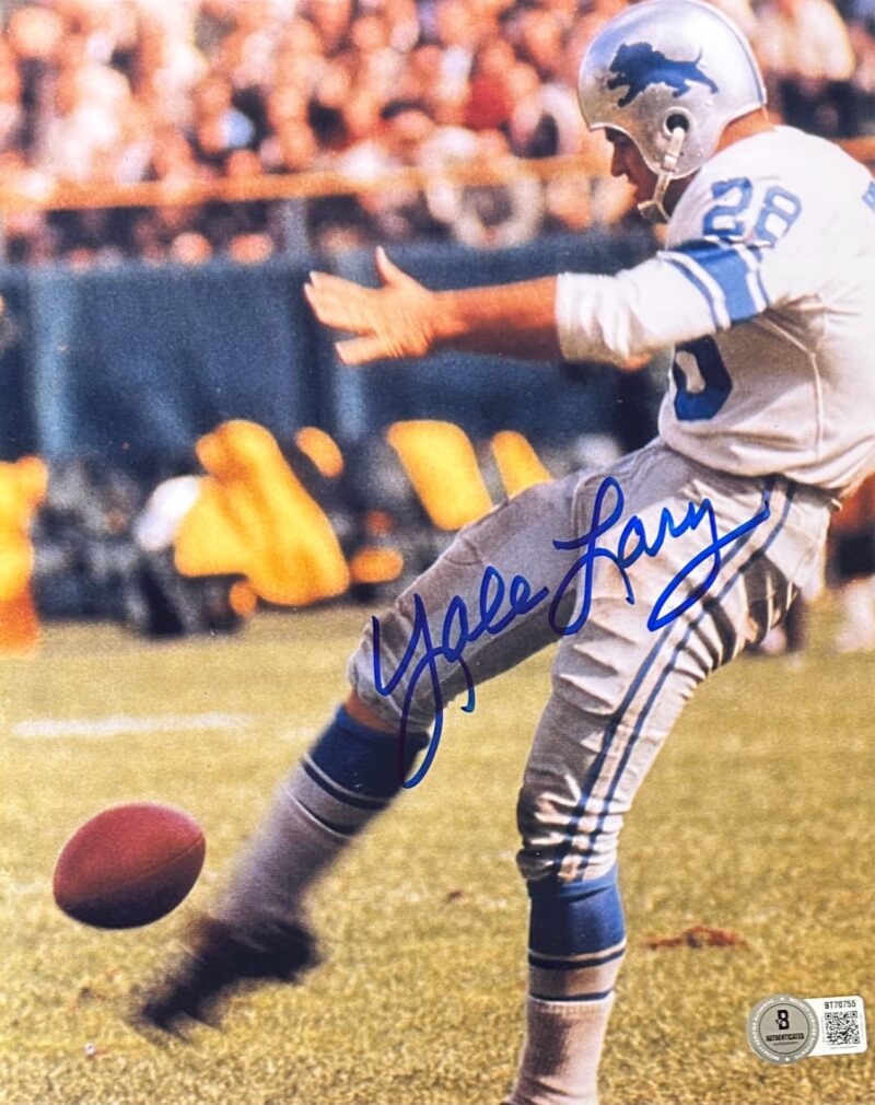 Yale Lary Signed Autographed 8x10 Photo Beckett Detroit Lions #2