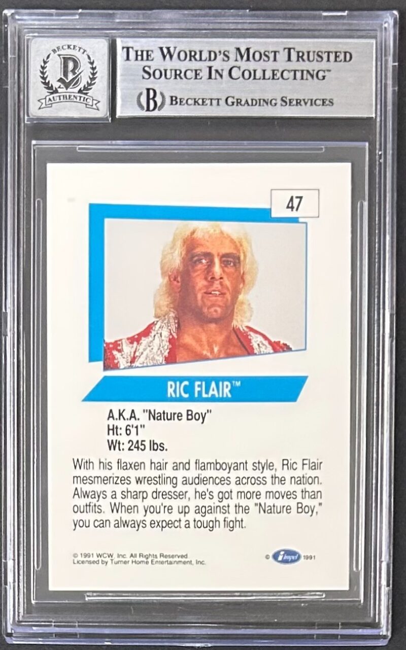 Ric Flair Signed 1991 Impel WCW Card #47 Beckett Auto 10 18338269 - Image 2