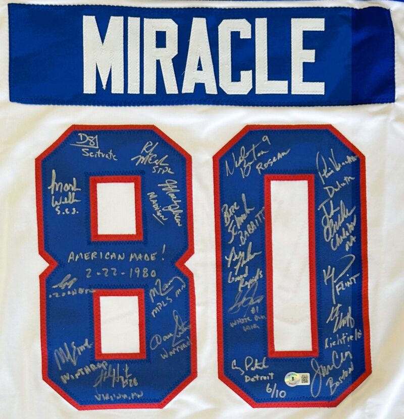 Miracle On Ice Signed Custom Red/White/Blue Jersey Beckett 19 Autos Jersey 6/10 - Image 2