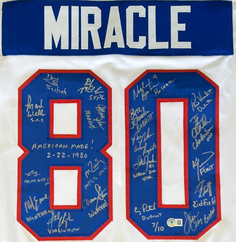 Miracle On Ice Signed Custom Red/White/Blue Jersey Beckett 19 Autos Jersey 7/10 - Image 2