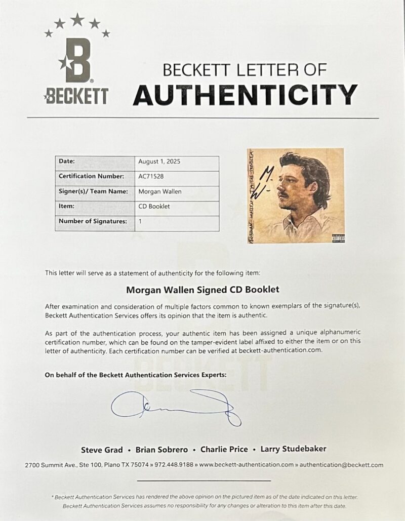 Morgan Wallen Signed I'm The Problem CD Booklet Beckett Full Letter AC71528 - Image 5