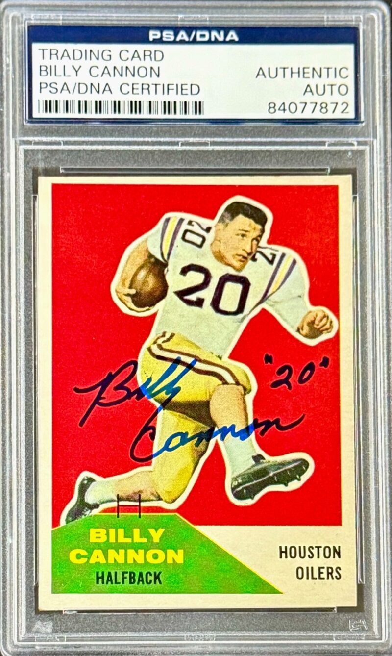 Billy Cannon Signed 1960 Fleer Rookie Card #66 PSA/DNA 84077872 LSU Oilers