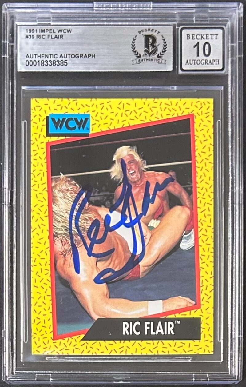 Ric Flair Signed 1991 Impel WCW Card #39 Beckett Auto 10 18338385
