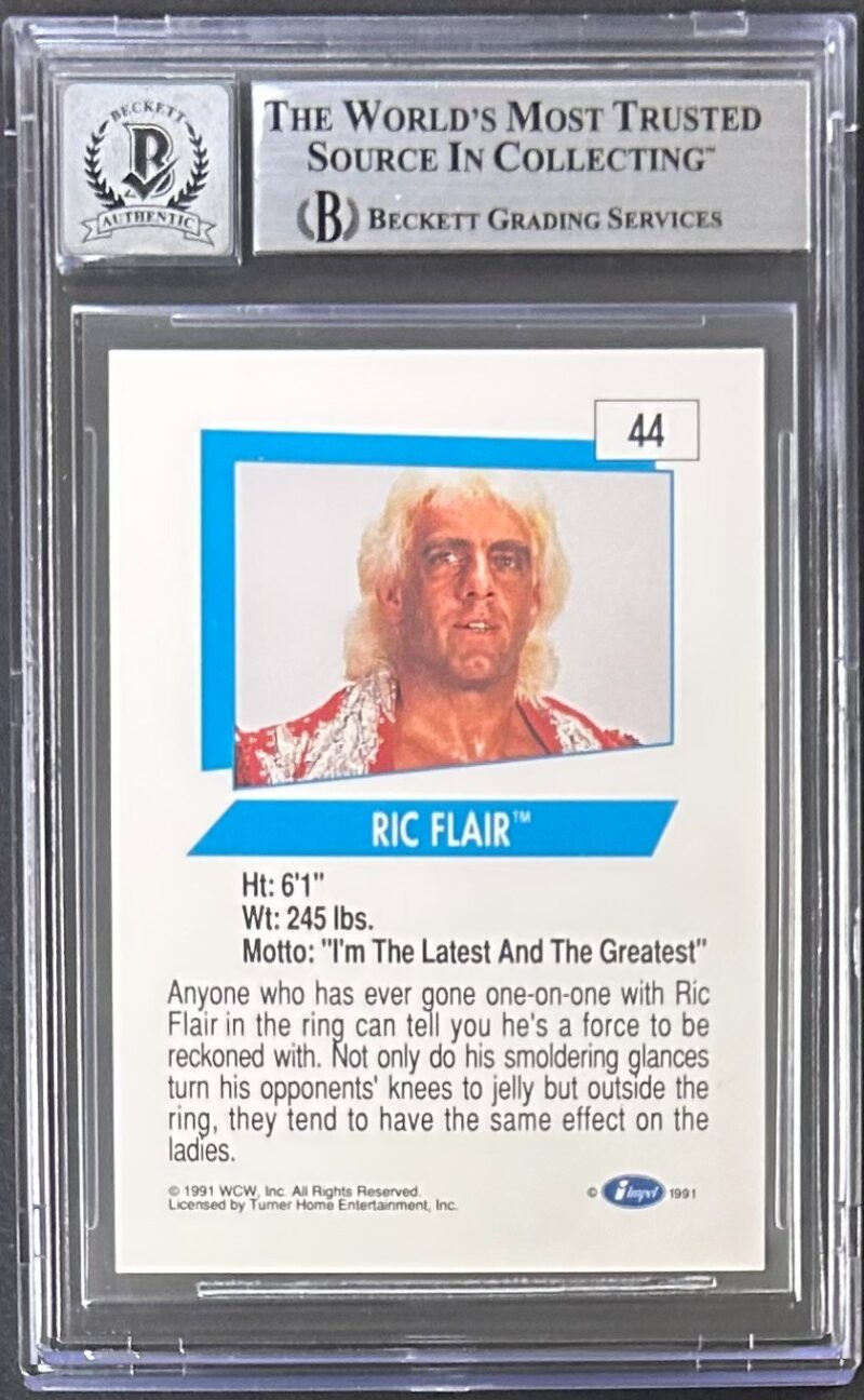 Ric Flair Signed 1991 Impel WCW Card #44 Beckett Auto 10 18338334 - Image 2