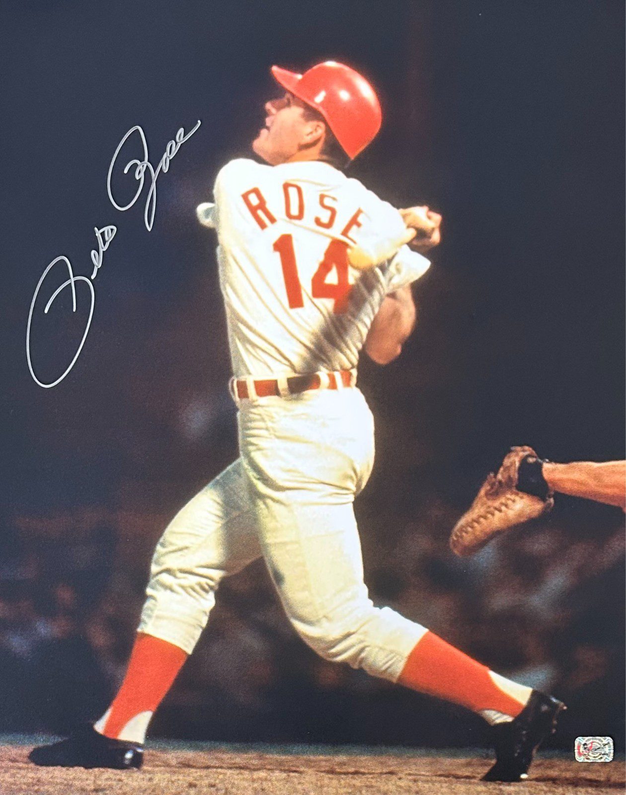Pete Rose Signed Autographed 16x20 Photo Rose Exclusive Hologram Reds 11 Sil A