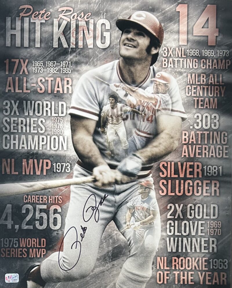 Pete Rose Signed Autographed 16x20 Photo Pete Rose Exclusive Hologram Reds 13 A